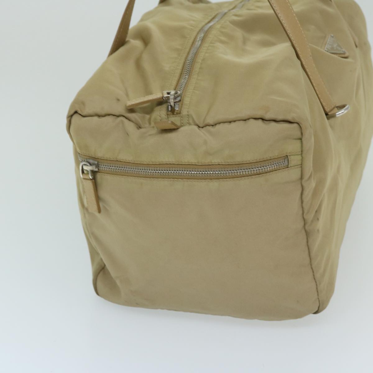 PRADA Hand Bag Nylon Beige Auth 68875
