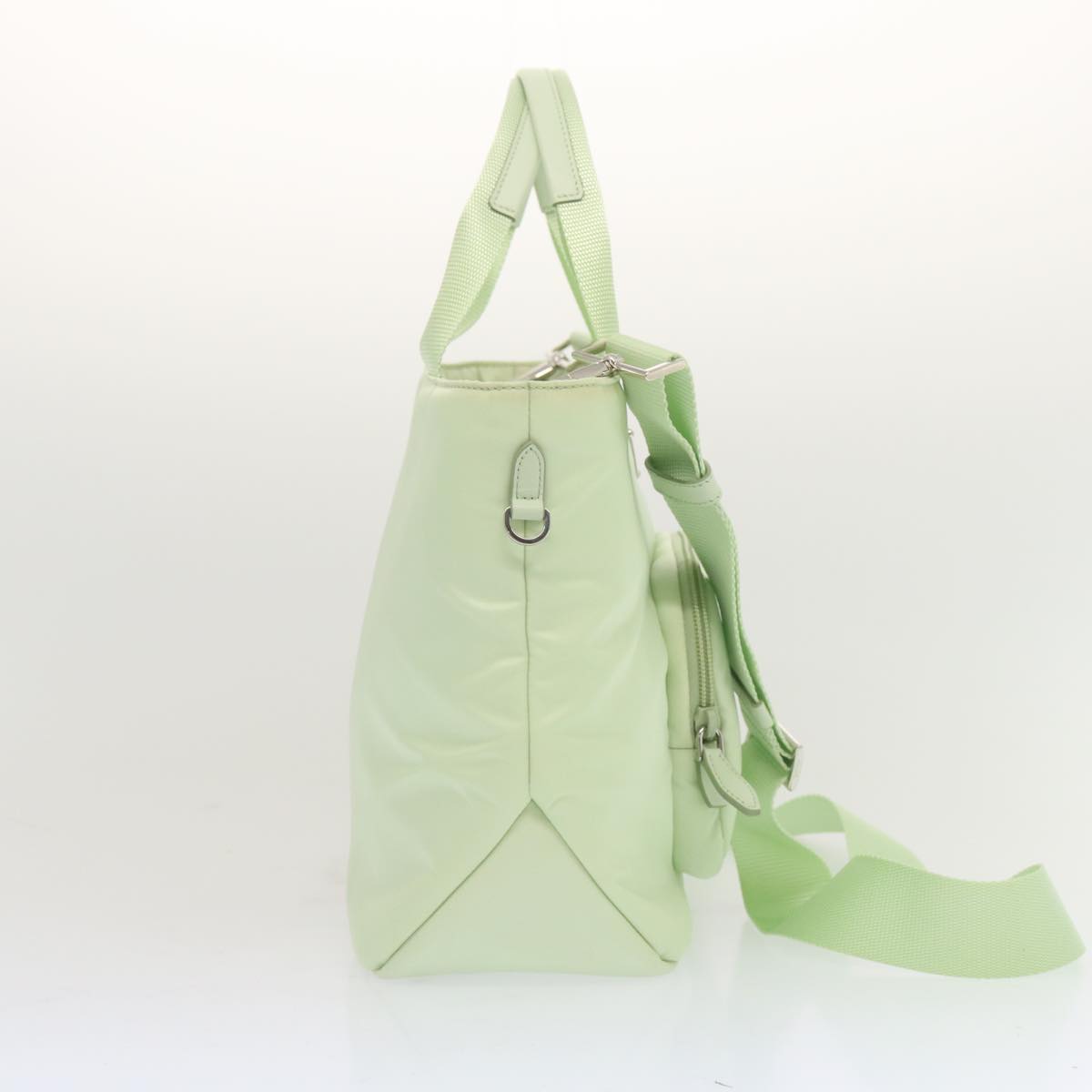PRADA Hand Bag Nylon 2way Light Green Auth 68918A
