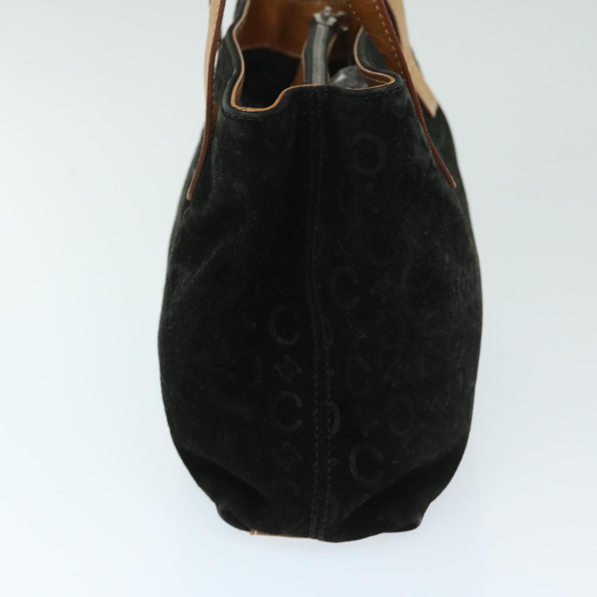 Luxury CELINE C Macadam Canvas Hand Bag Suede Black Brown 69140