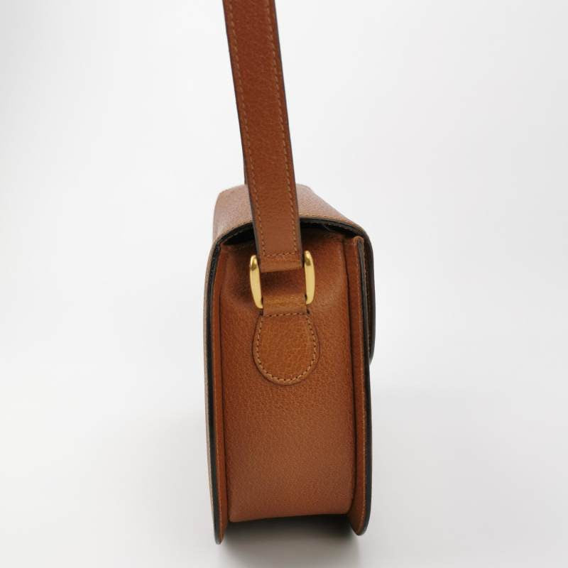 Gucci Bamboo 1947 Camel Leather Medium Crossbody Bag