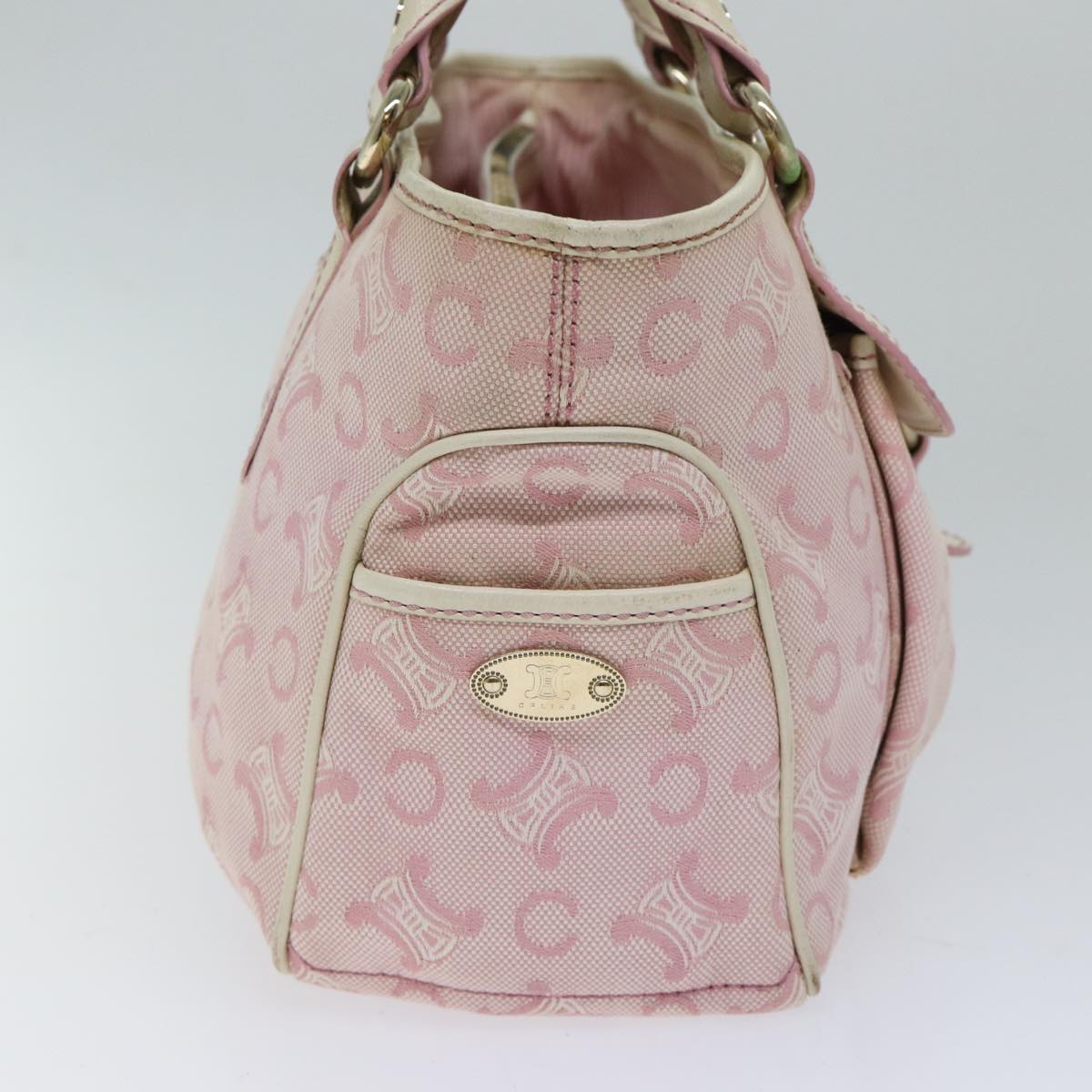 Luxury CELINE C Macadam Canvas Hand Bag Pink 71536