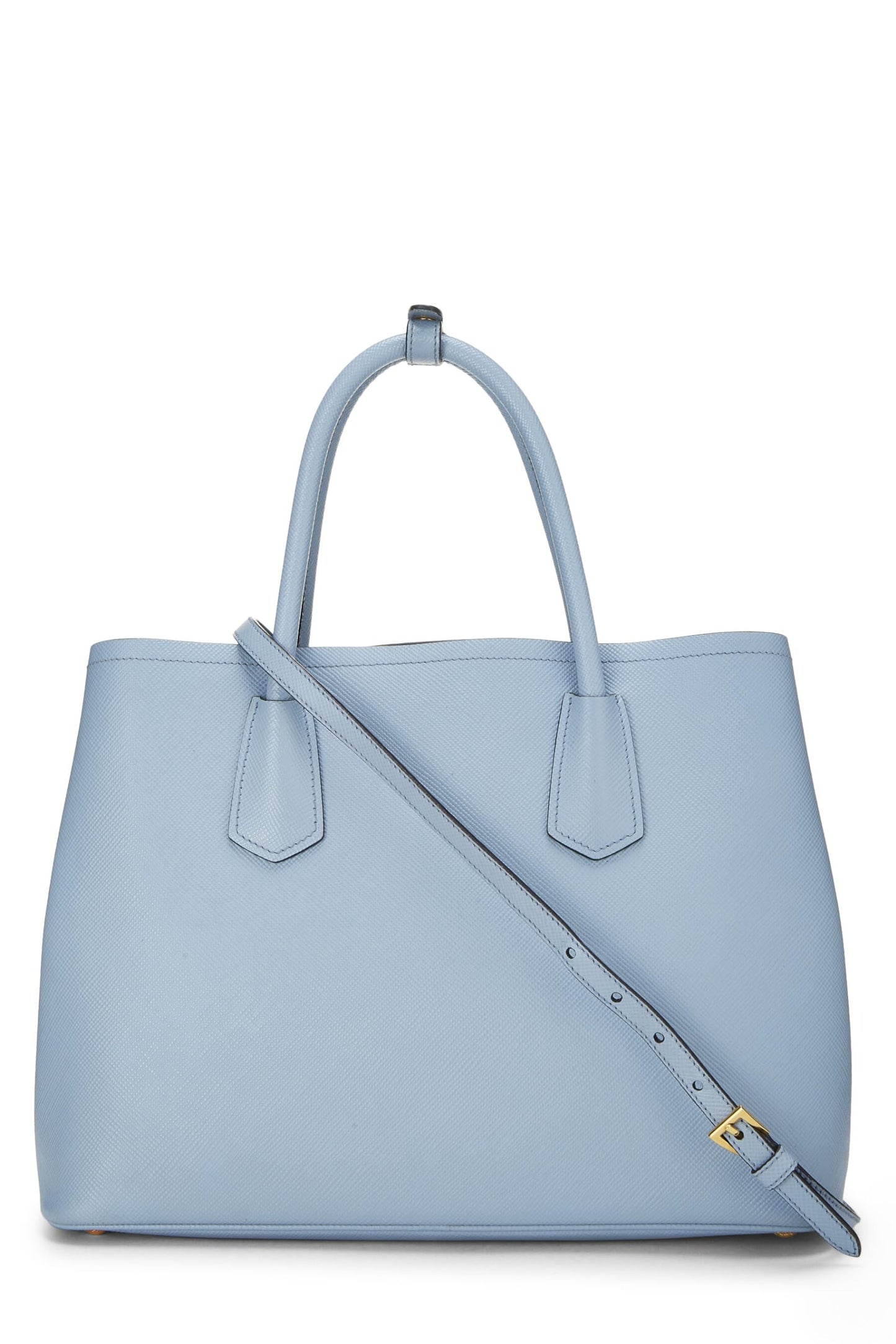 Prada, Blue Saffiano Double Bag Tote Medium, Blue