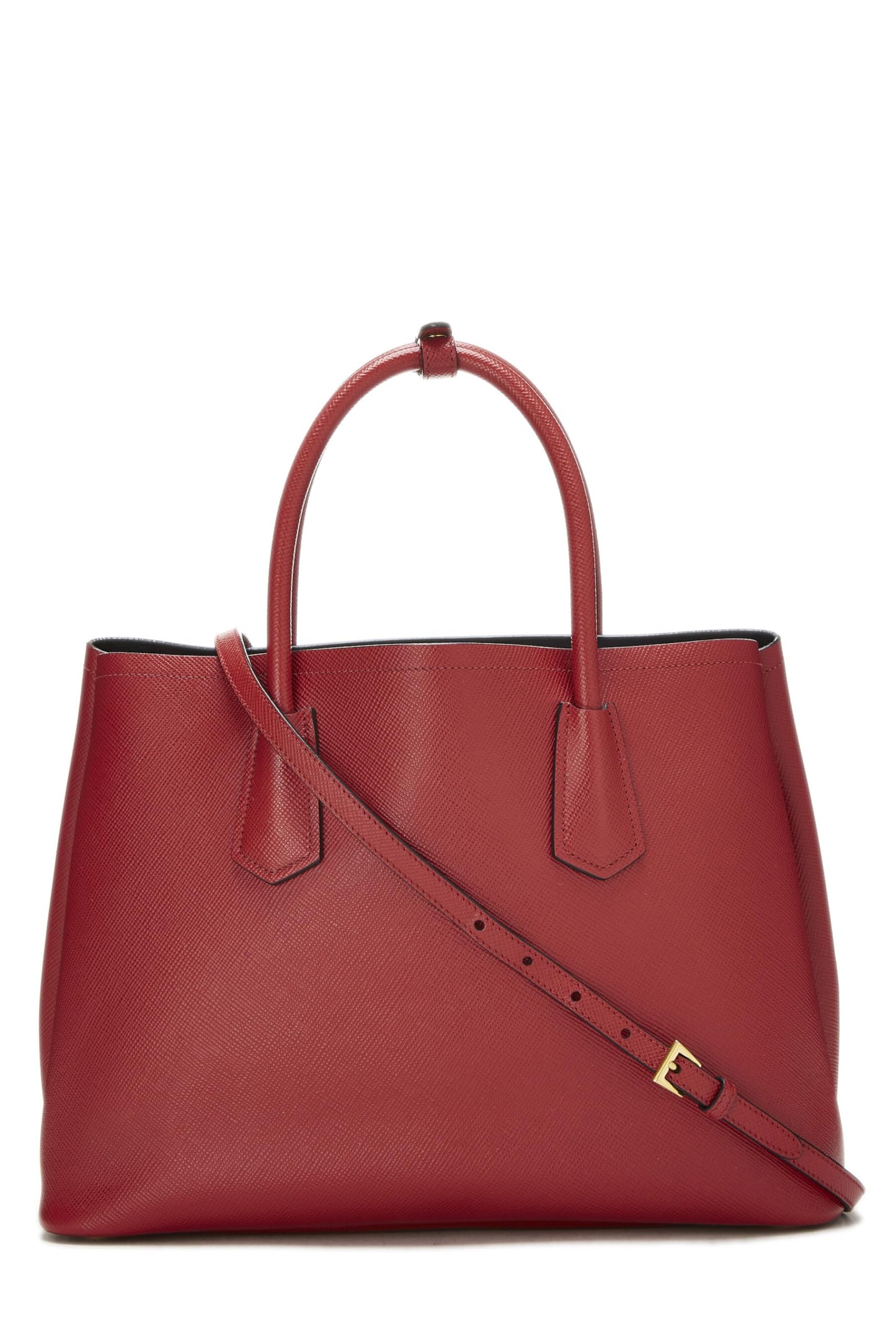 Prada, Red Saffiano Leather Cuir Double Tote Medium, Red