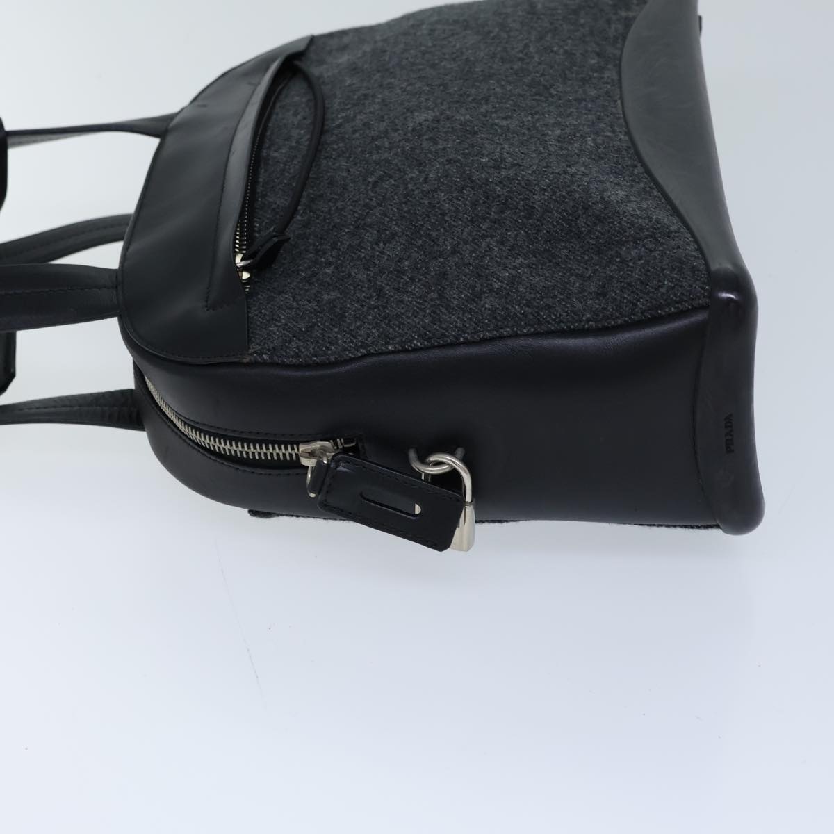 PRADA Shoulder Bag Wool Gray Auth 72599