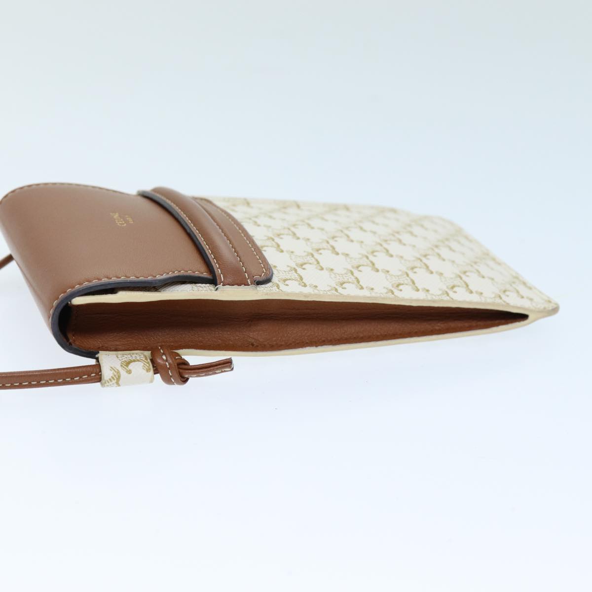 Luxury CELINE Triomphe Shoulder Pouch PVC Leather Whe 73744
