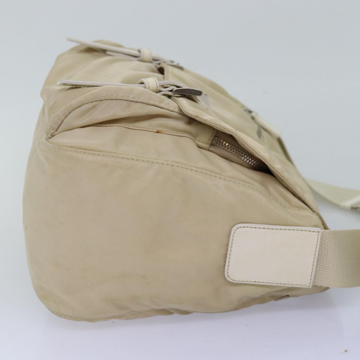 PRADA Shoulder Bag Nylon Beige Auth 74401