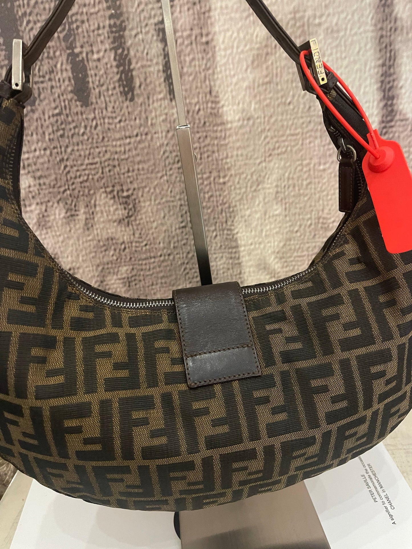 Fendi Croissant Shoulder Bag Medium Zucca Monogram Canvas