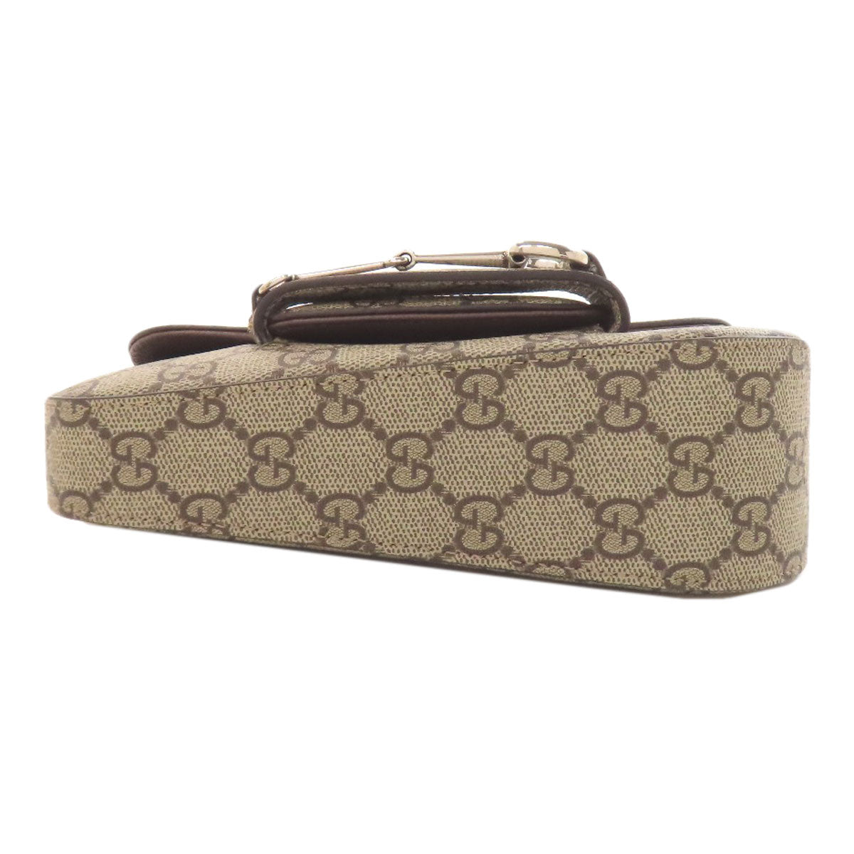 GUCCI Shoulder Bag 774209 PVC Brown one belt Horsebit GG Women