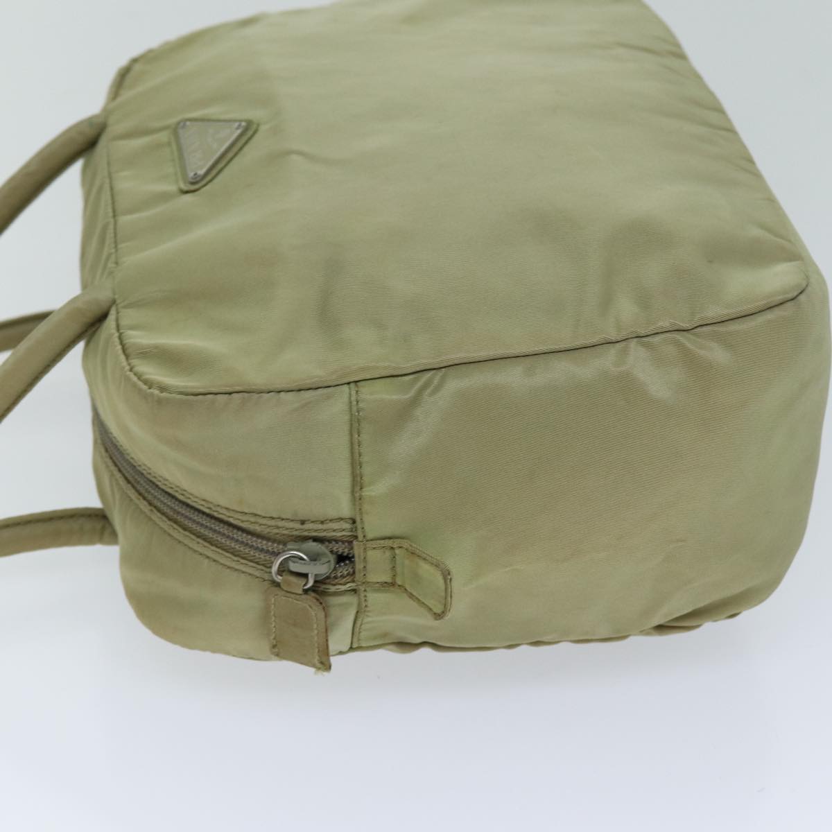 PRADA Hand Bag Nylon Beige Auth 75637