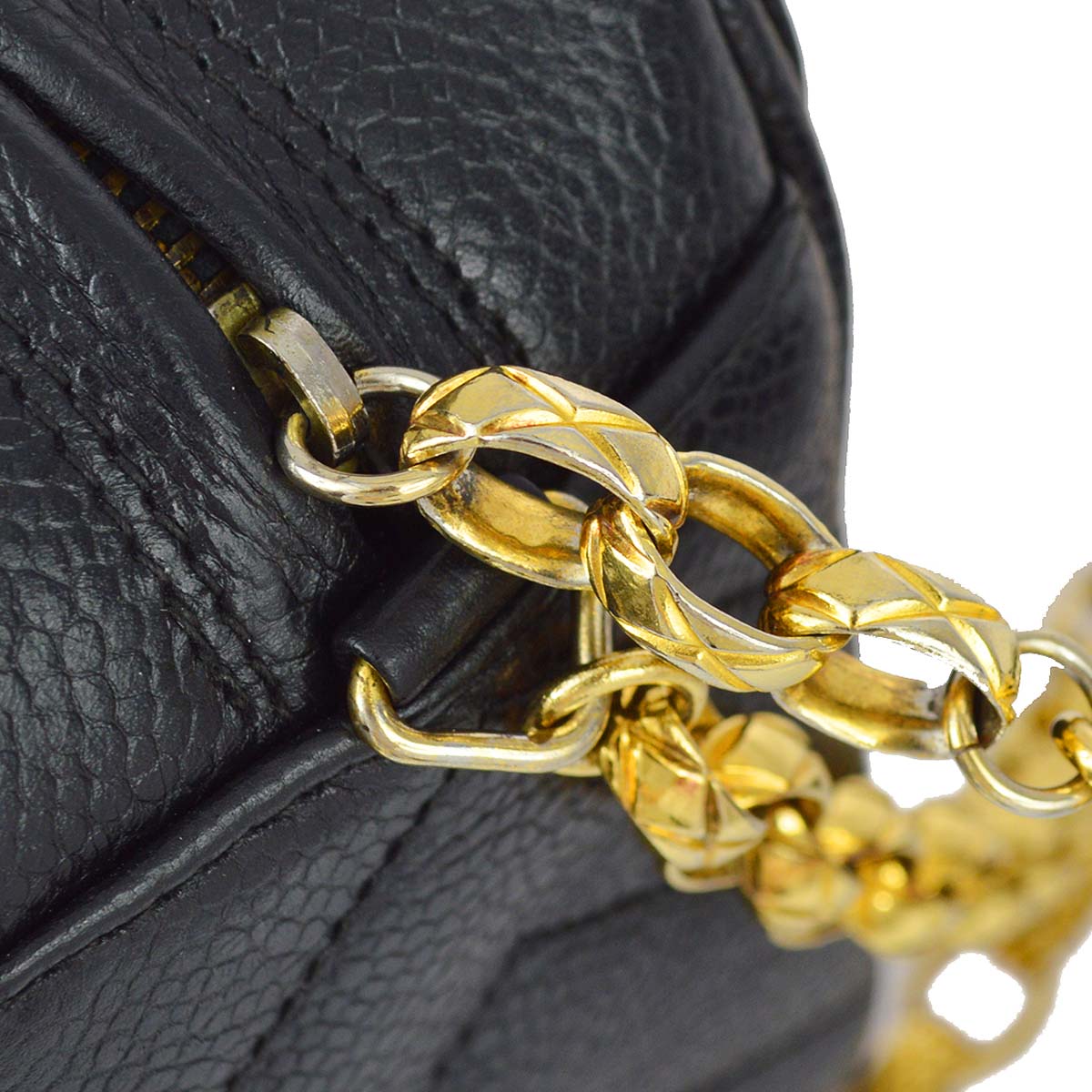 Chanel Black Caviar Skin V Stitch Camera Bag Mini