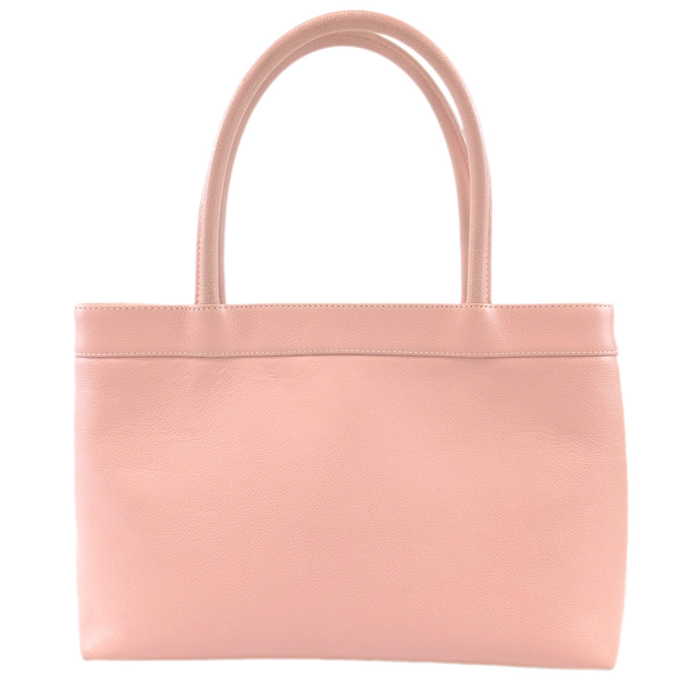 Chanel Caviar S Tote Bag Pink G Beige Background Logo Leather Thin