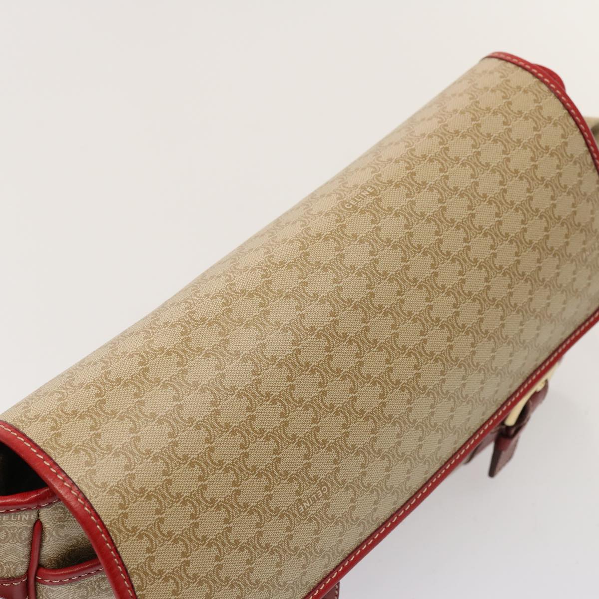 Luxury CELINE Macadam Canvas Shoulder Bag Beige 76998