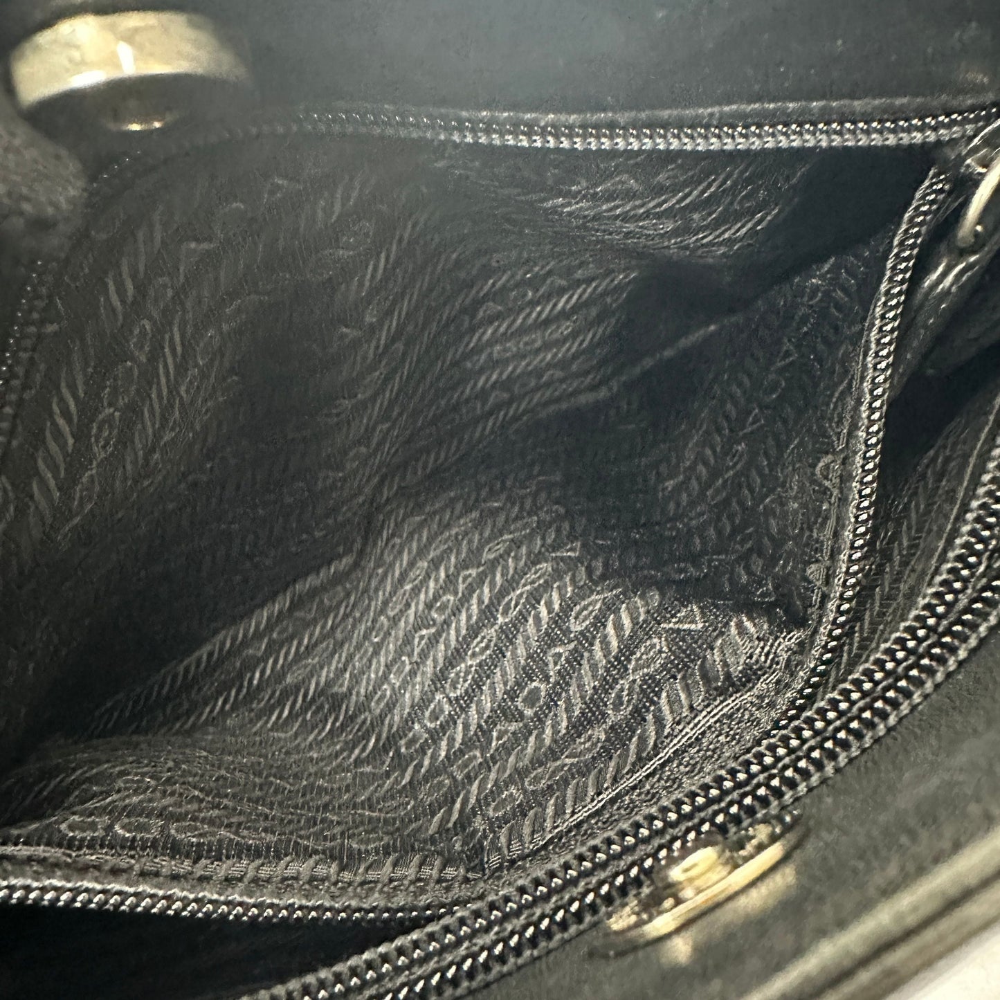 PRADA Leather Shoulder Bag Black AB Rank pr9911js
