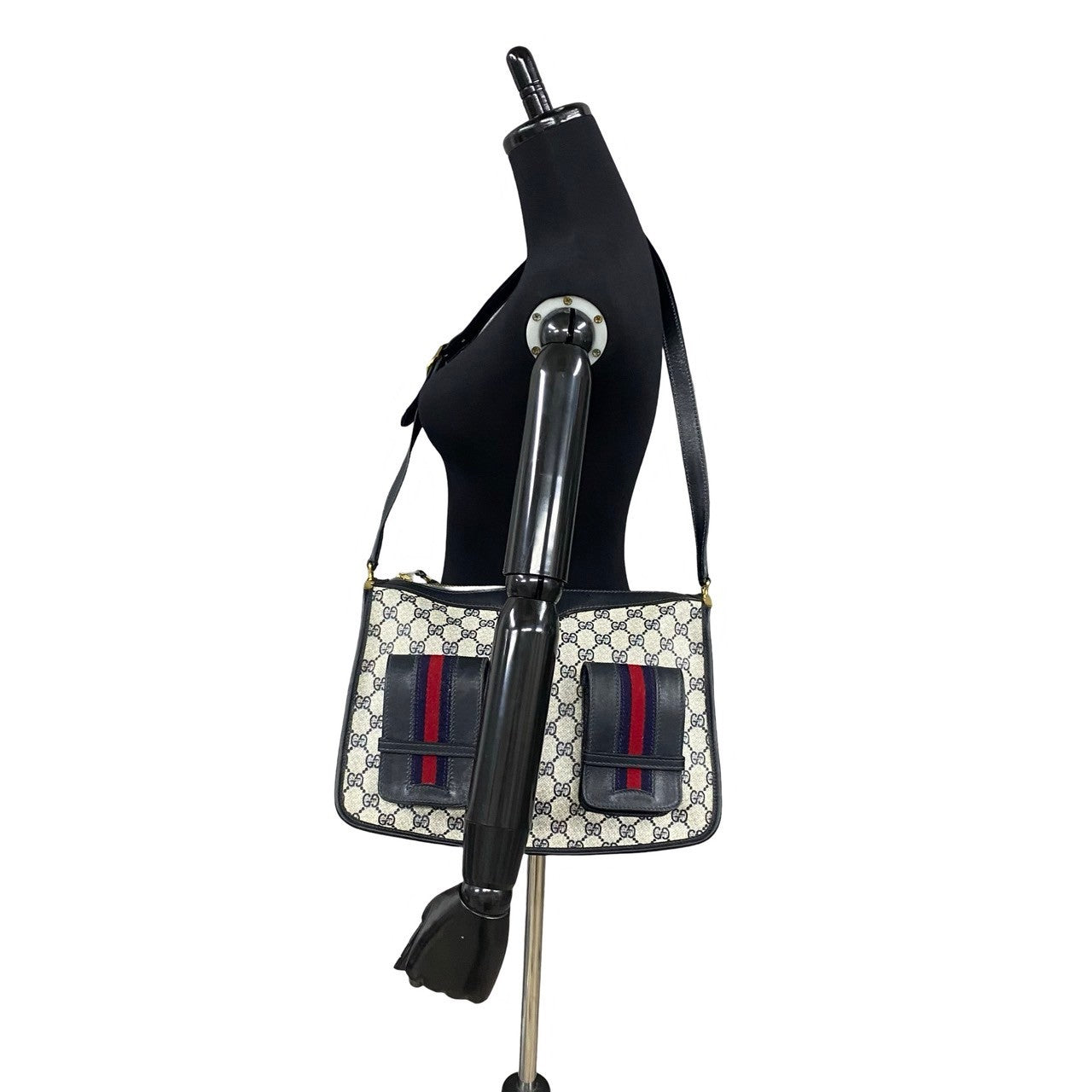 GUCCI Shoulder Bag PVC Navy Sherry line