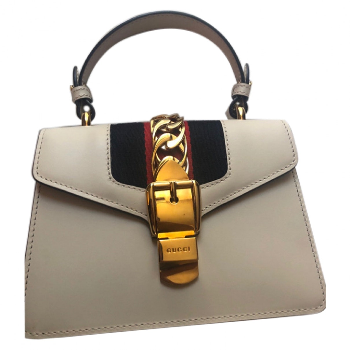 Gucci sylvie white leather handbag