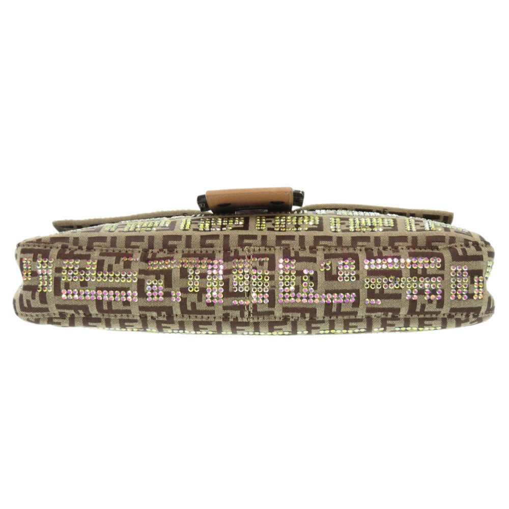 FENDI Shoulder Bag 8BR000 Canvas, Stone beige Mamma Bucket Zucca Pattern FFMetal