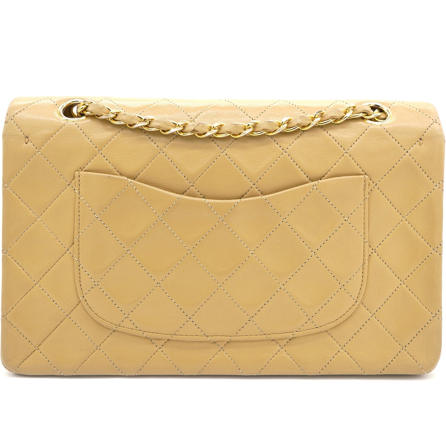 Chanel Beige Quilted Lambskin Leather Medium Classic Double Flap Shoulder Bag