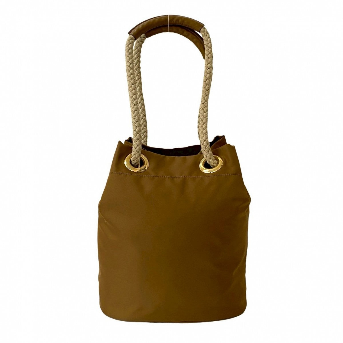 PRADA Shoulder Bag leather Brown Marina Small Re-Nylon