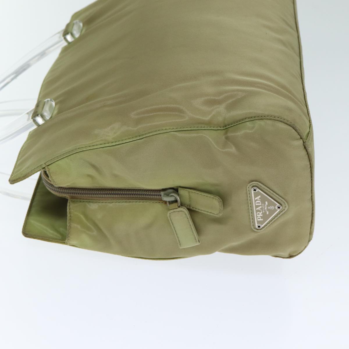 PRADA Nylon Hand Bag Beige Auth 80104