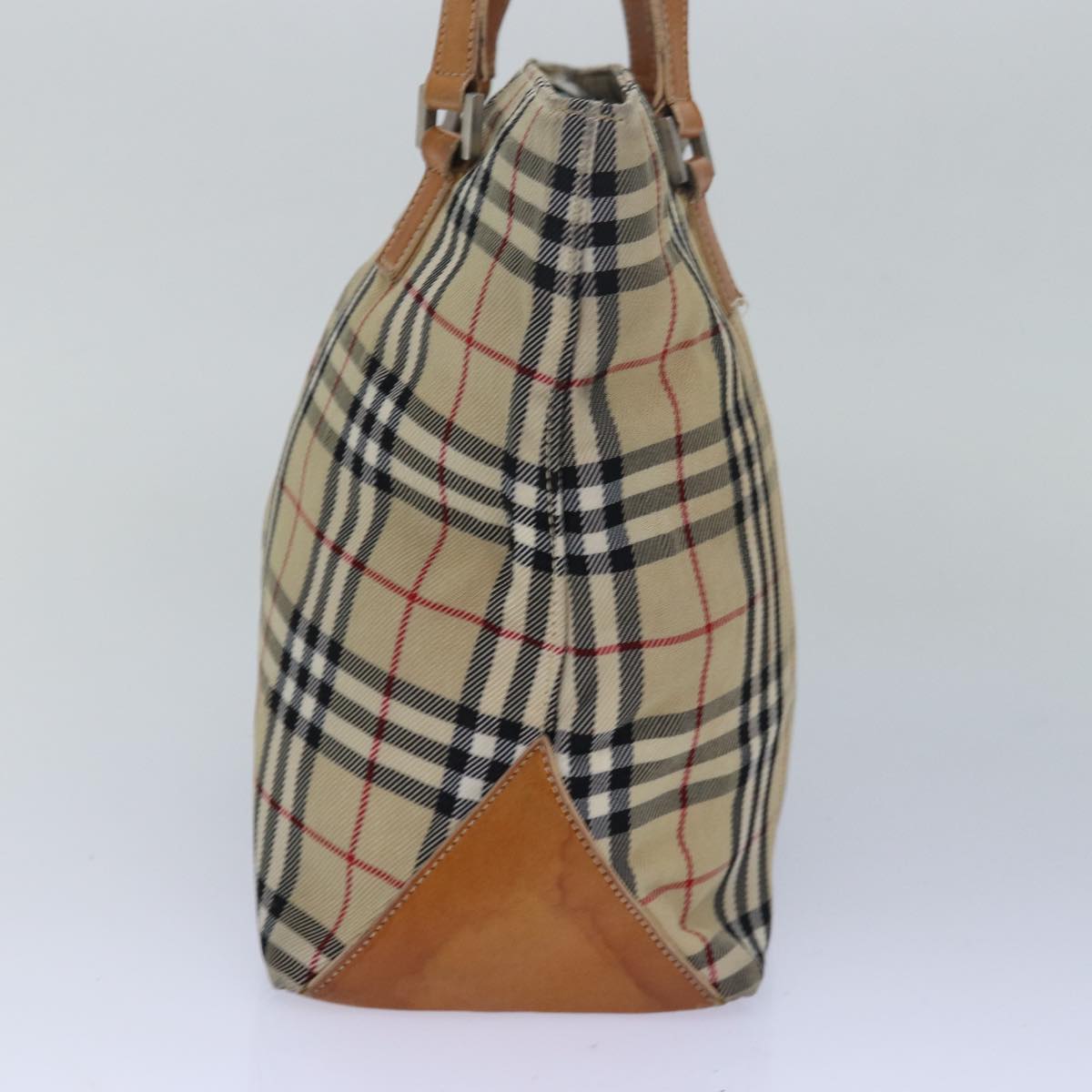 Burberry Nova Check Blue Label Hand Bag Canvas Beige Brown Auth 80165