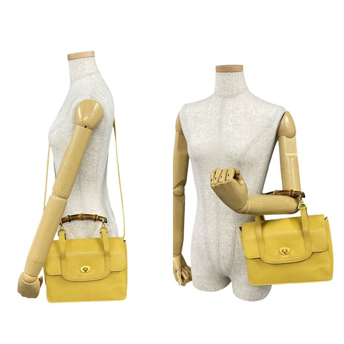 GUCCI Shoulder Bag leather yellow Bamboo Women