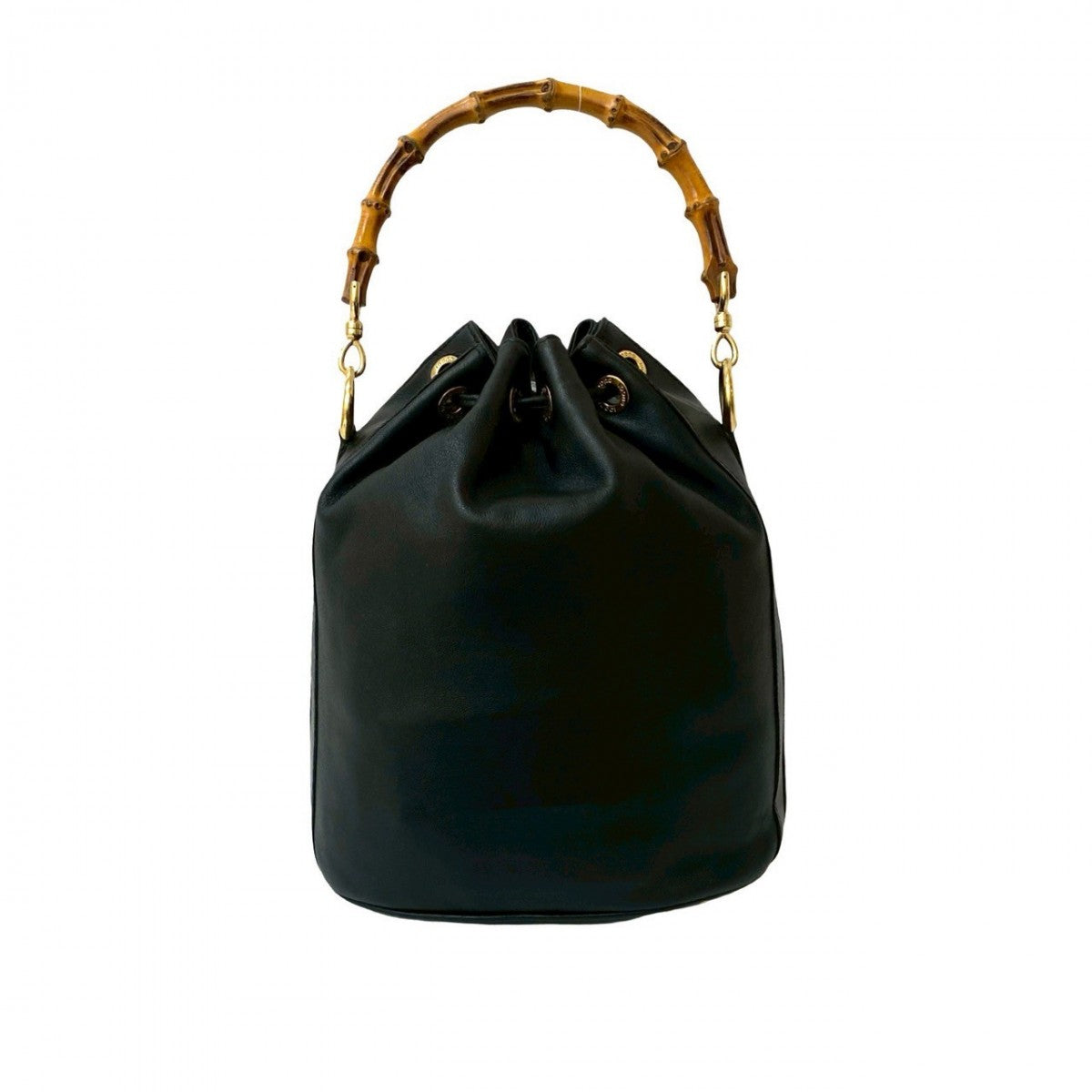 GUCCI Shoulder Bag leather black Bamboo