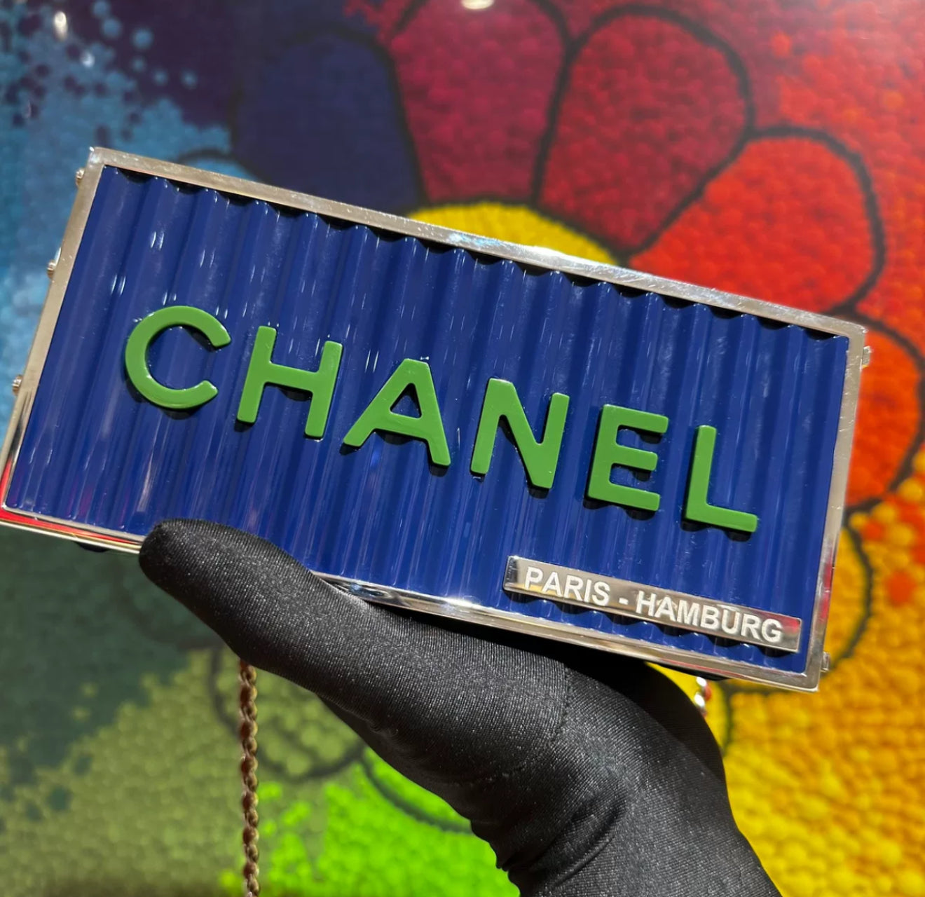 CHANEL Blue Paris Hamburg Shipping Container Minaudière Clutch Bag 2017