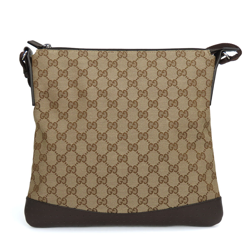 GUCCI Shoulder Bag 145857 GG canvas, perforated leather Brown mens(Unisex)