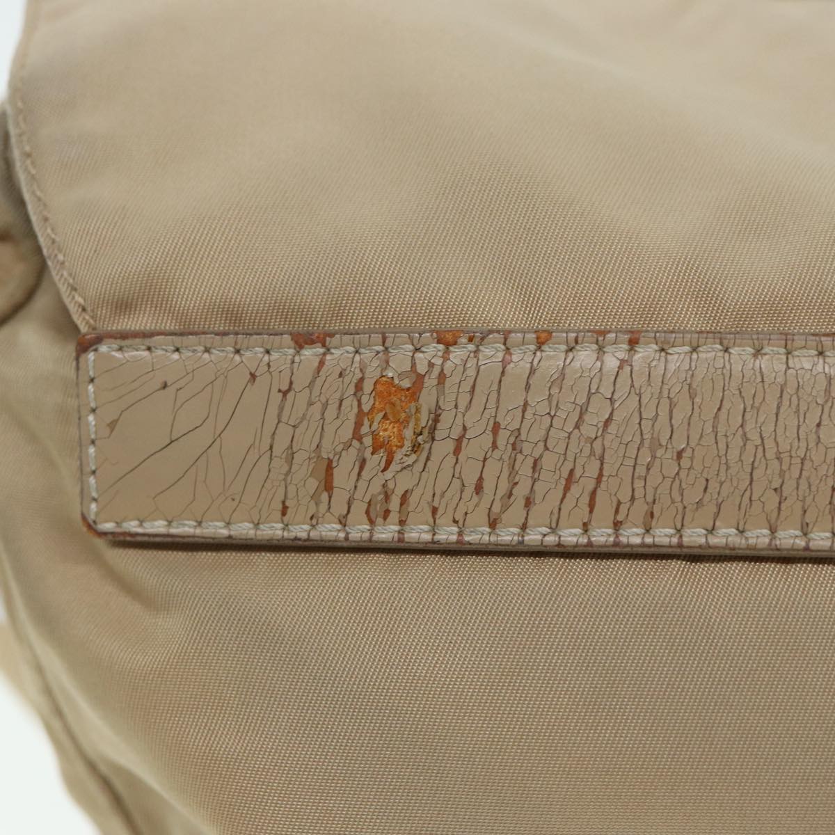 PRADA Shoulder Bag Nylon Beige Silver Auth