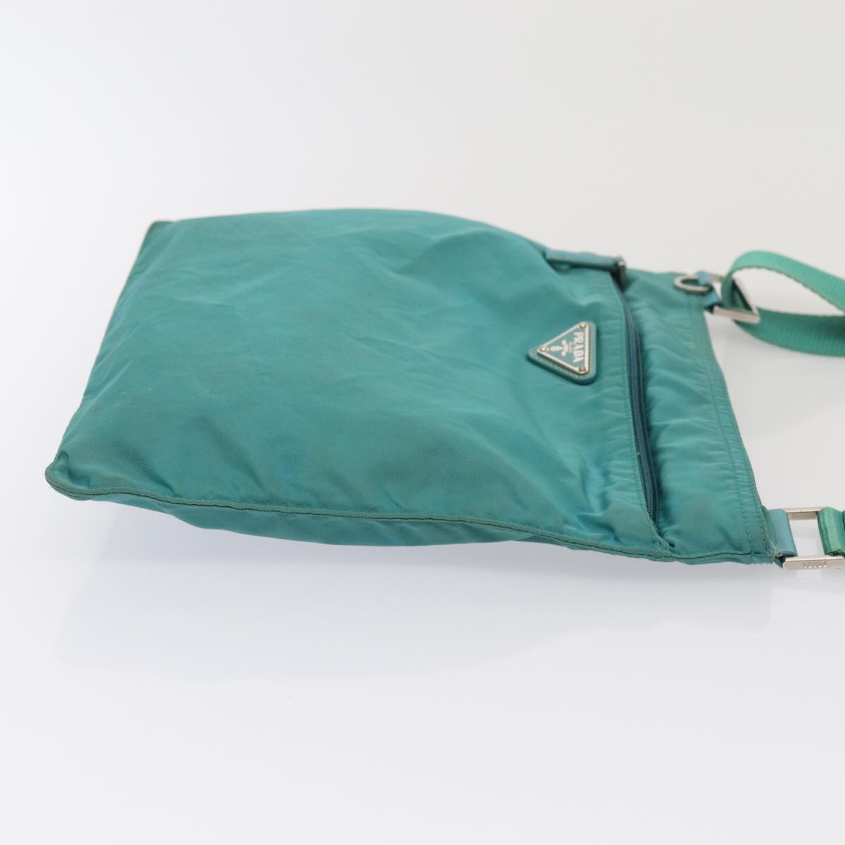 PRADA Shoulder Bag Nylon Turquoise Blue Silver Auth