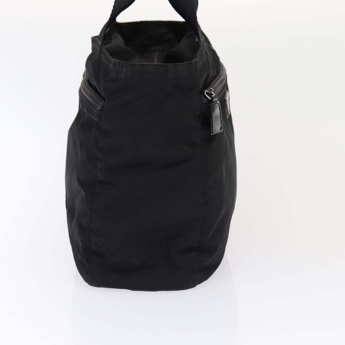 PRADA Tote Bag Nylon Black Silver Auth