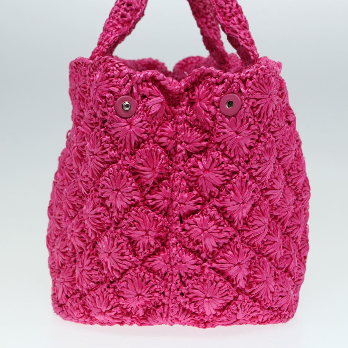 PRADA Canapa GM Hand Bag Raffia 2way Pink Auth