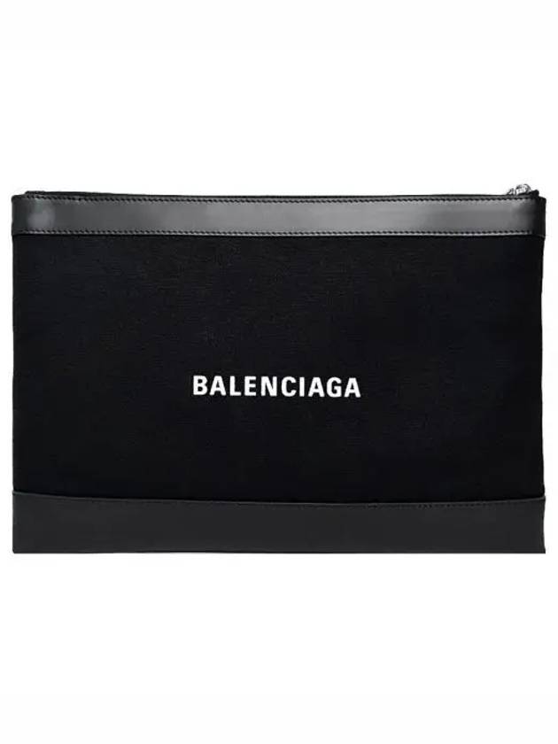 Luxury Balenciaga Trending 2026 Logo Leather Clutch Bag Black