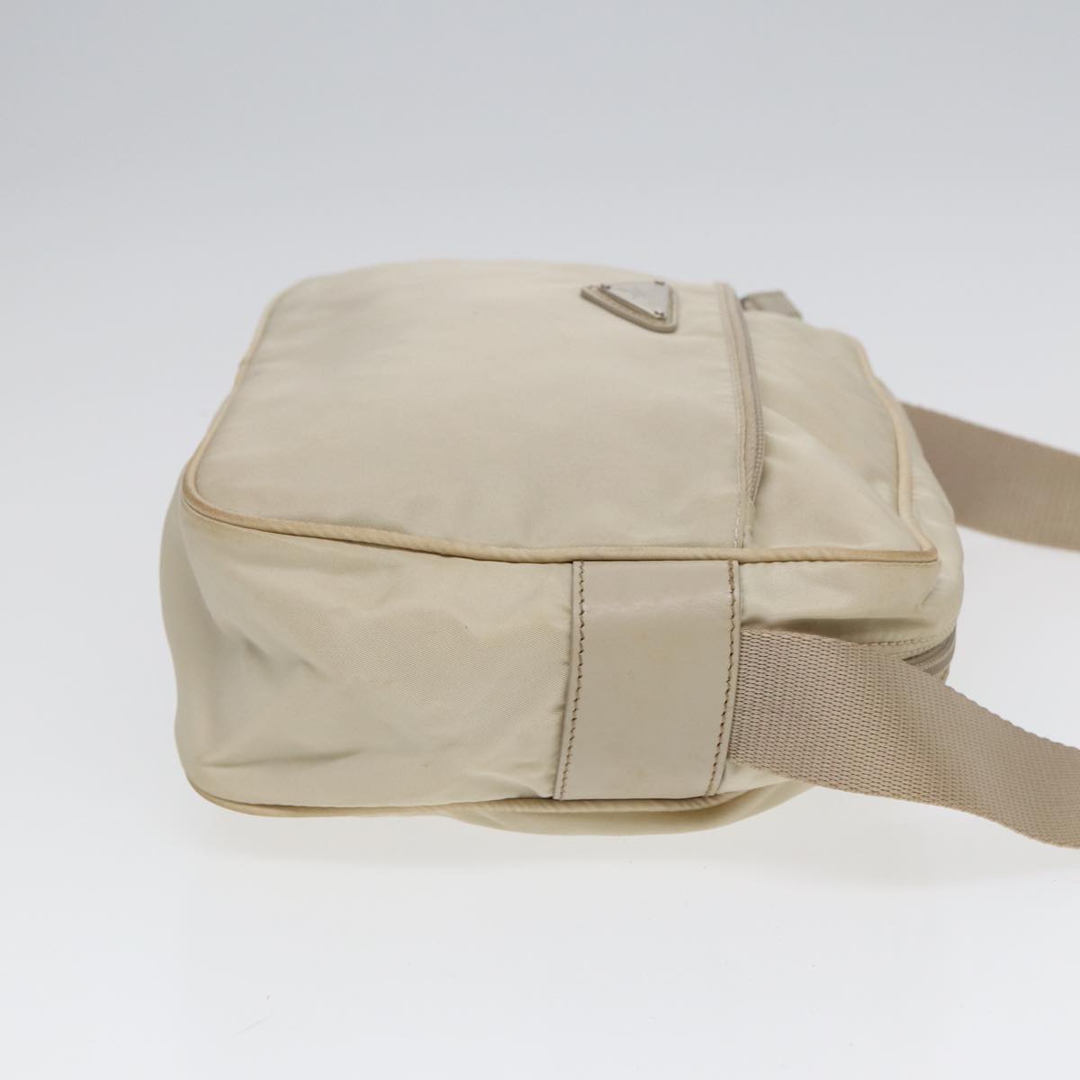 PRADA Shoulder Bag Nylon White Silver Auth
