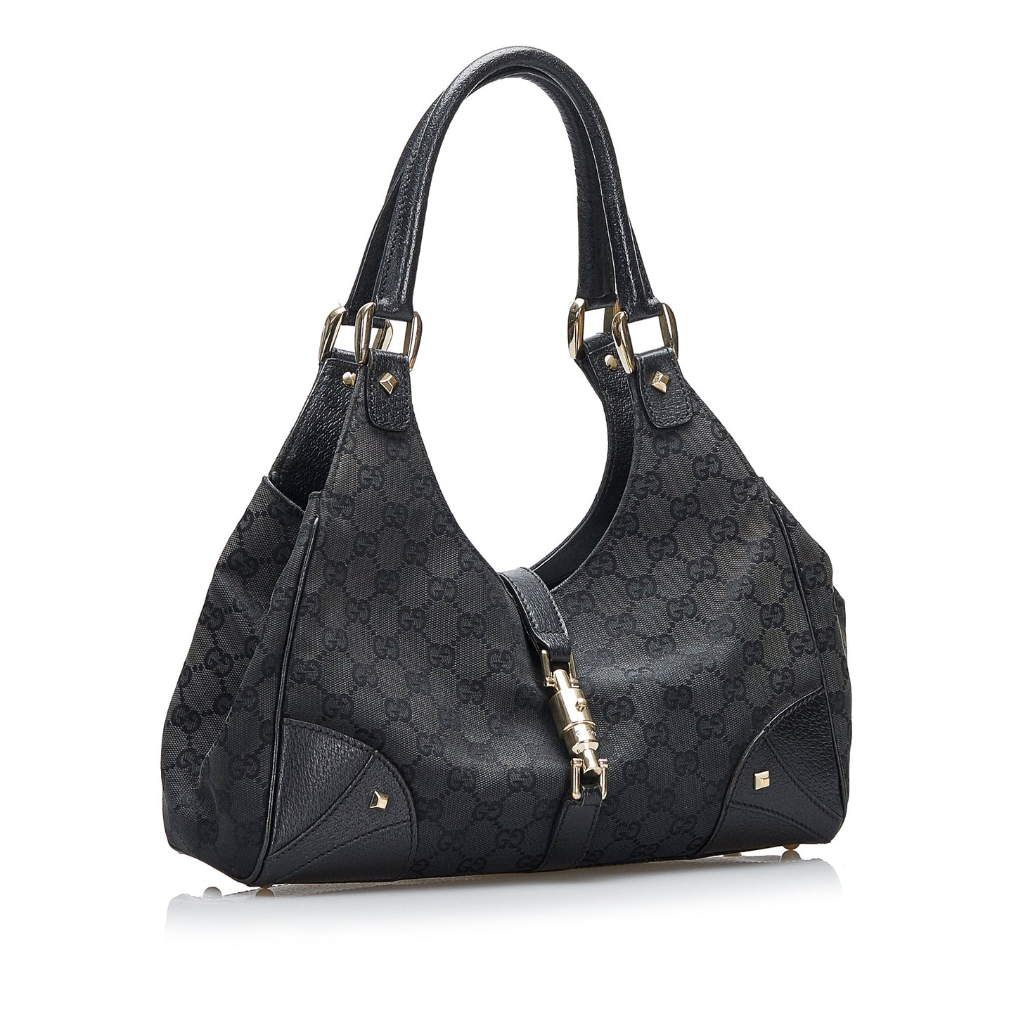 Gucci Jackie Leather Canvas Handbag