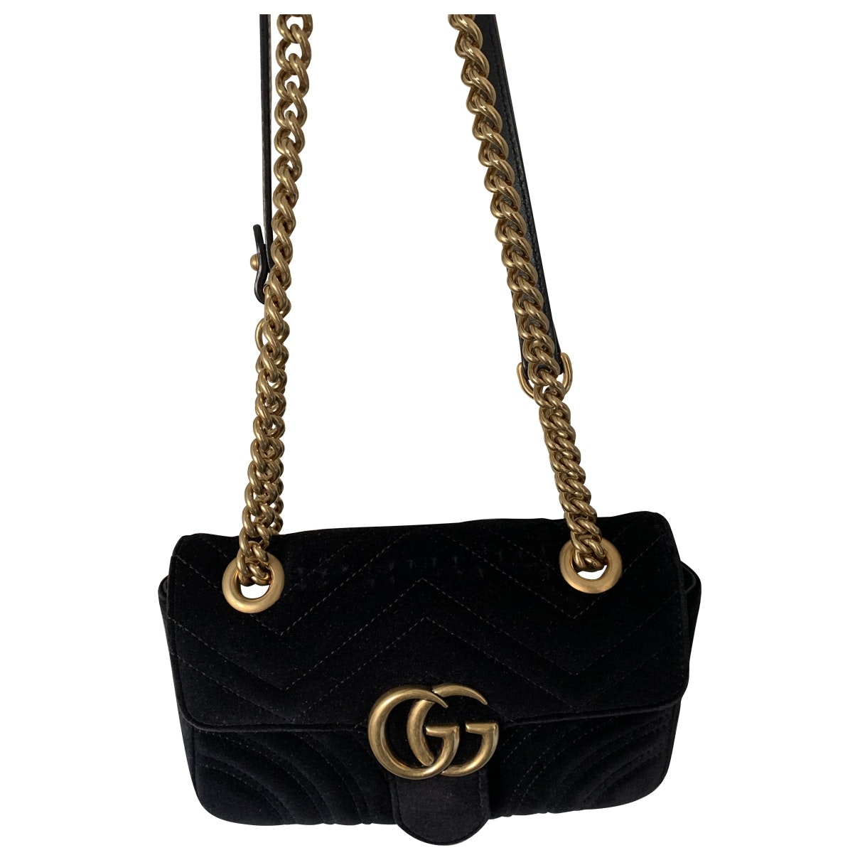 Gucci marmont black velvet handbag