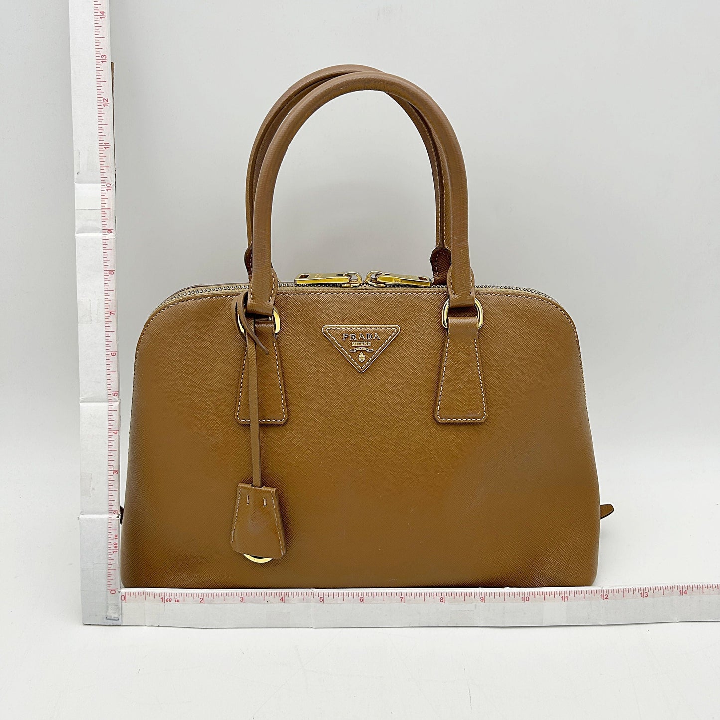 PRADA Saffiano Lux Medium Promenade Tote Caramel LA11392