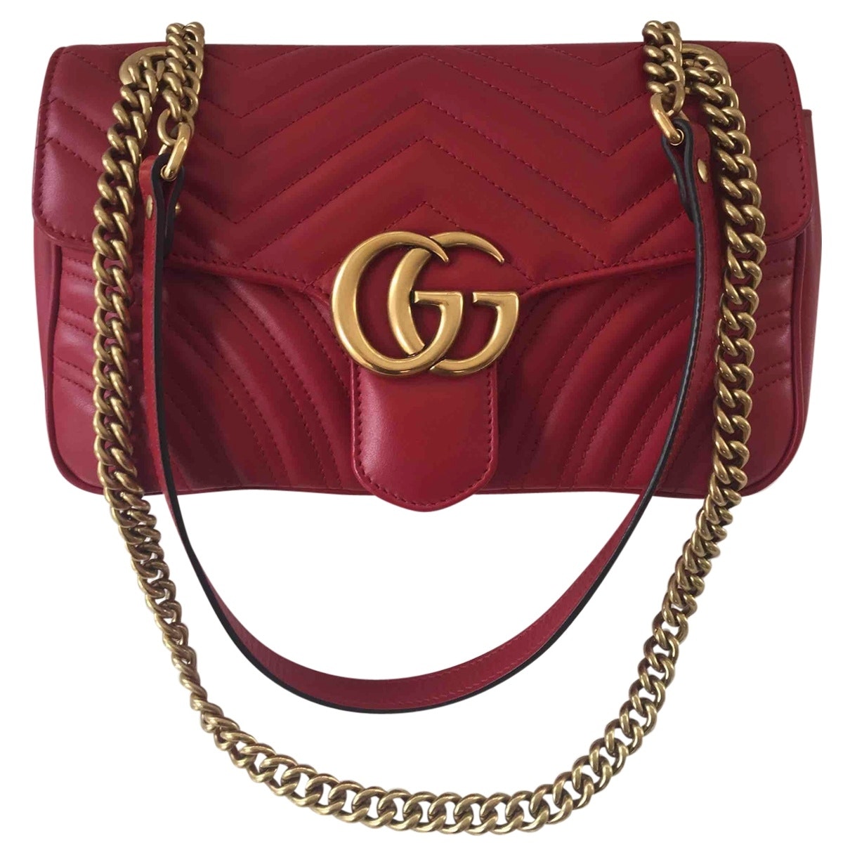 Gucci marmont red leather handbag