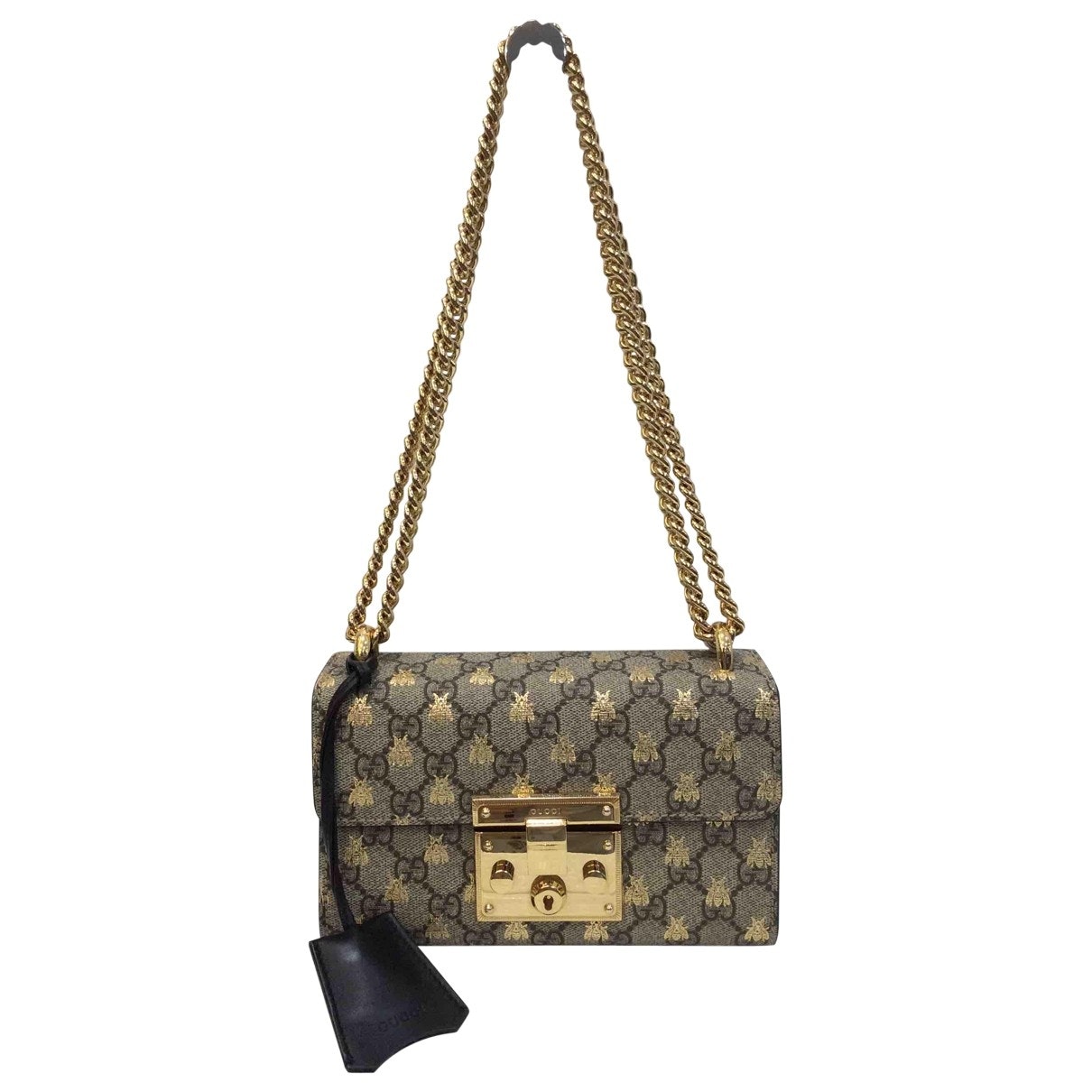 Gucci padlock beige cloth handbag