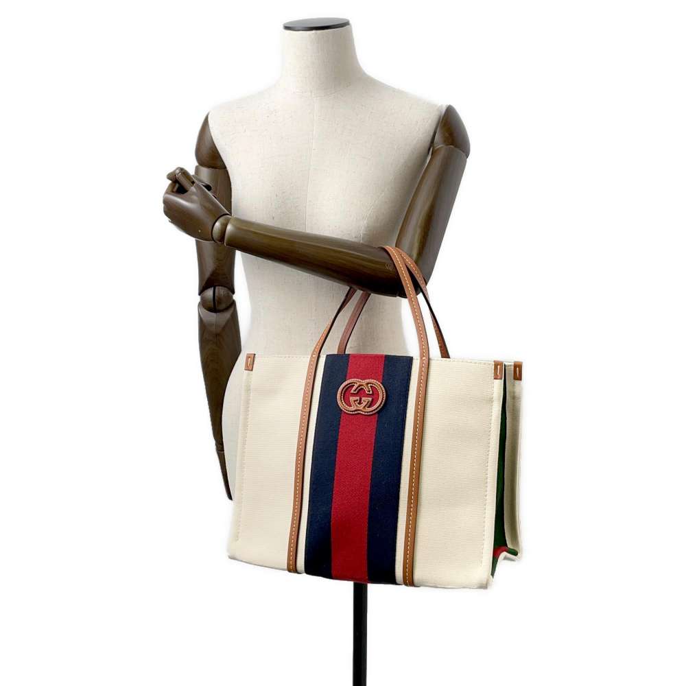 Gucci Leather Canvas Tote