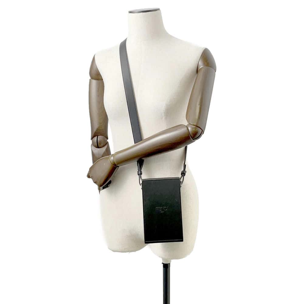 FENDI Box Shoulder Bag Black 7VA519 Leather