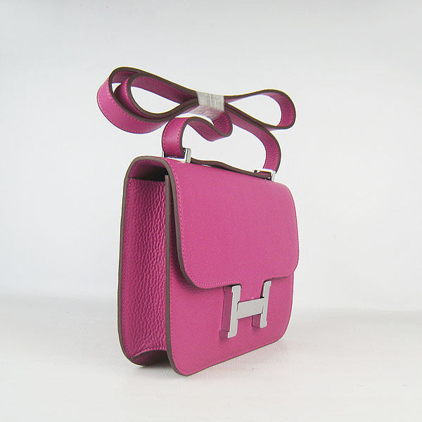 Luxury Hermes Constance Cowskin Leather Bag peach silver