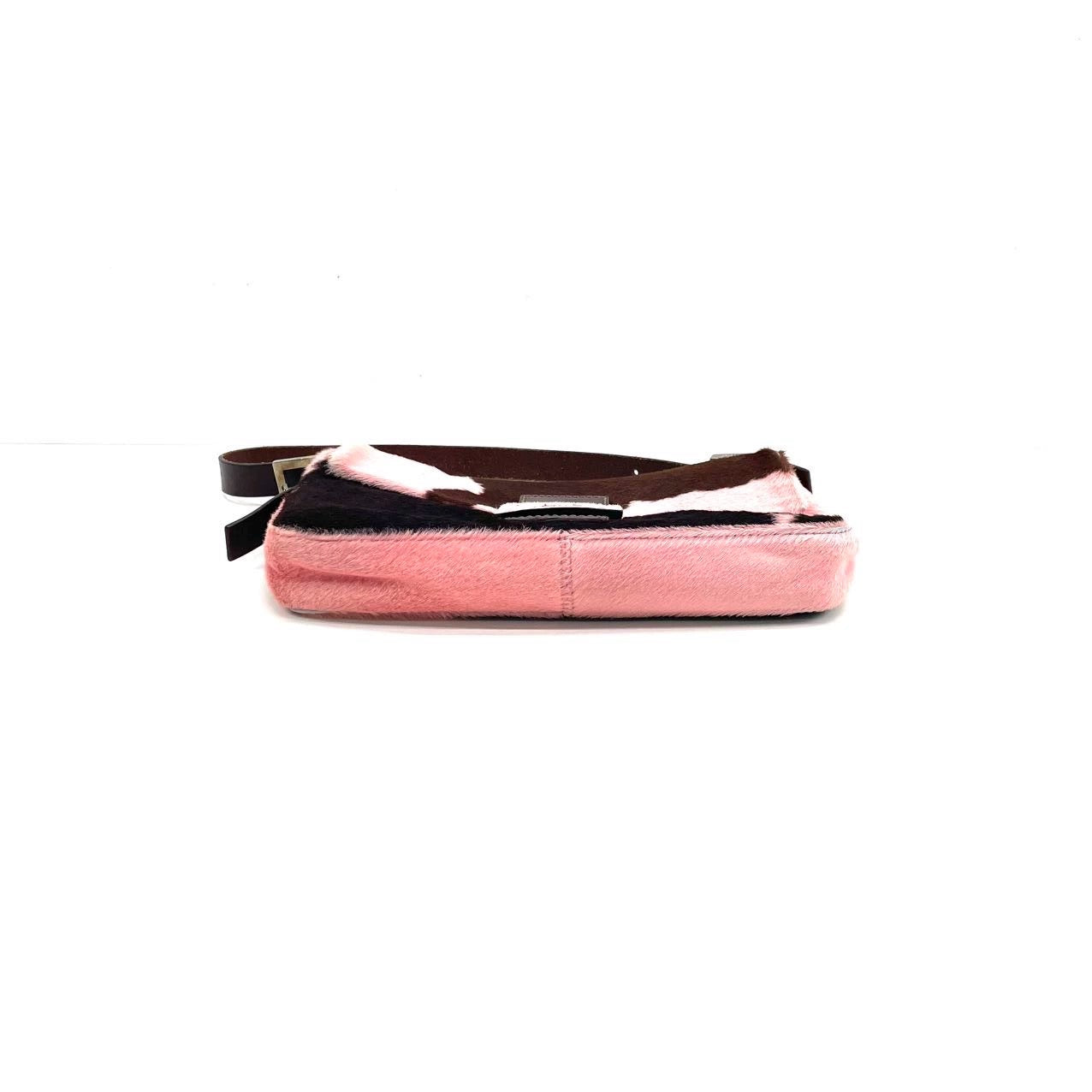 Fendi Baguette Pony-style Calfskin Leather Shoulder Bag in Pink Cow Print