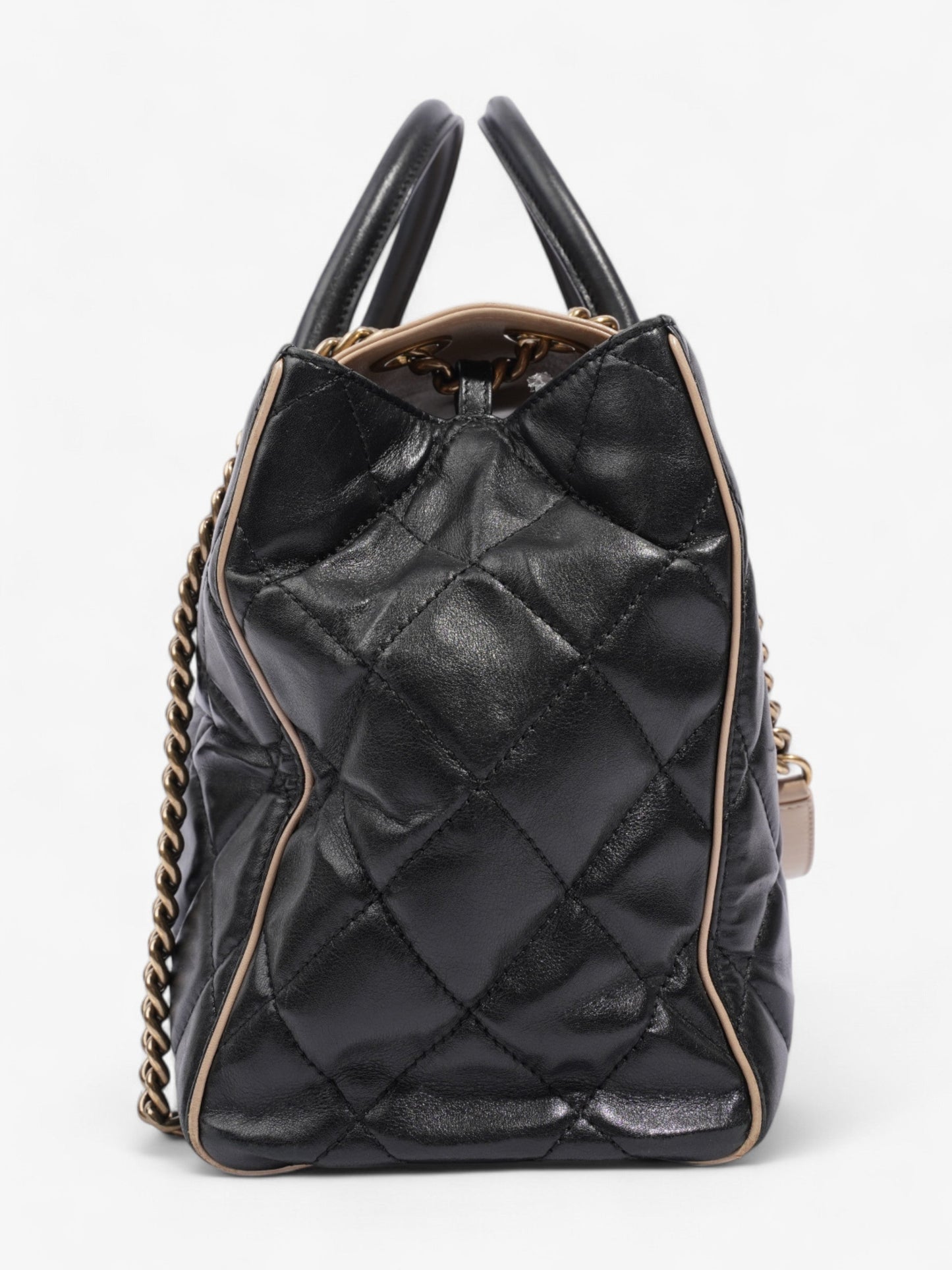 Chanel Portobello Tote Black / Beige Lambskin Leather Small
