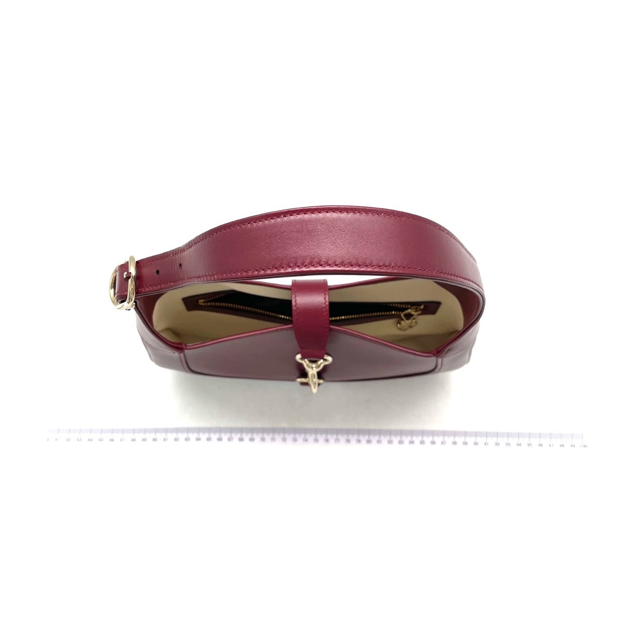 Gucci Jackie 1961 Small Ancora Red Burgundy Leather Shoulder Bag Clasp No Strap