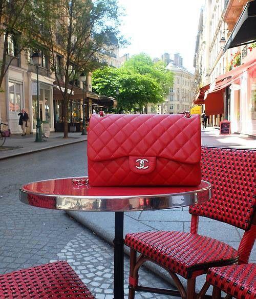 Chanel Classic Clutch With Chain CWC Lambskin Red SiLouis Vuittoner-Toned