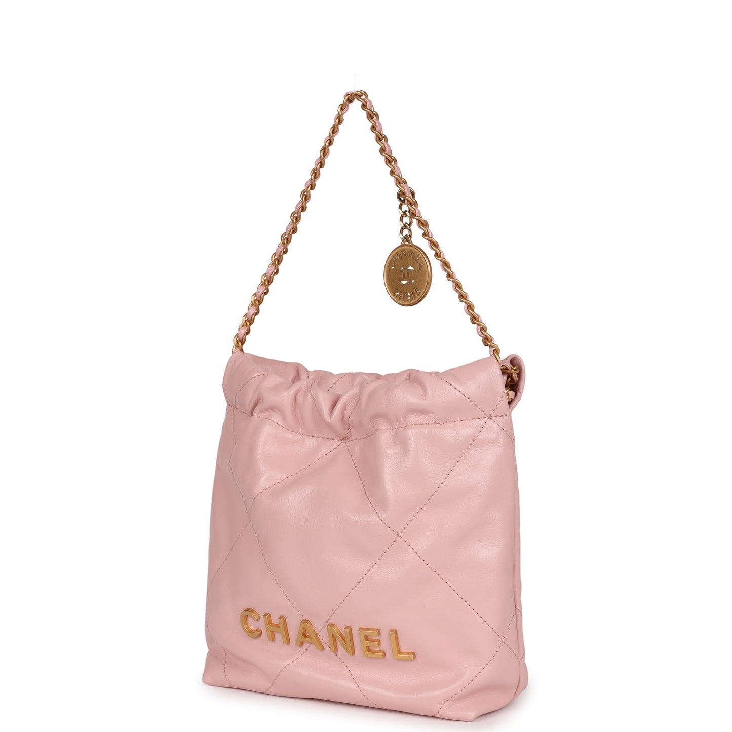 Chanel Mini 22 Bag Pink Calfskin Gold Hardware