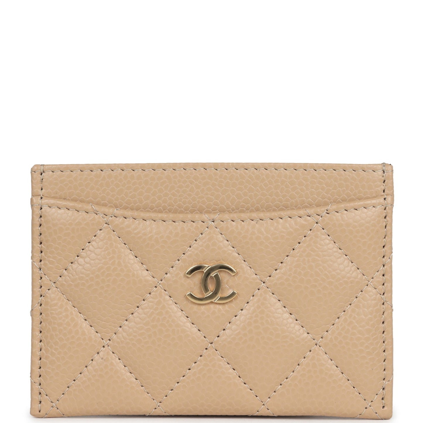 Chanel Classic Card Holder Beige Caviar Gold Hardware