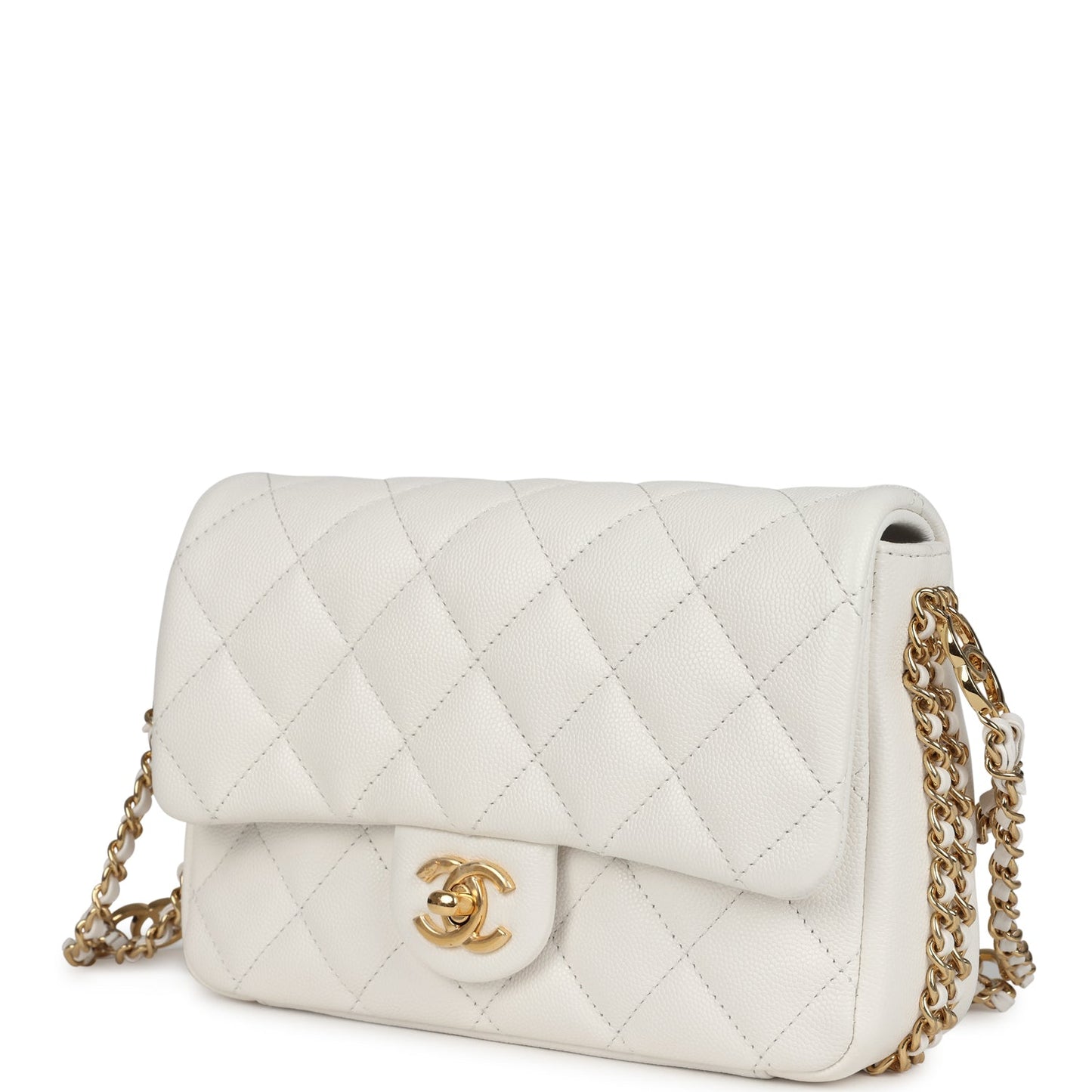 Chanel Mini CC You Flap Bag White Caviar Gold Hardware