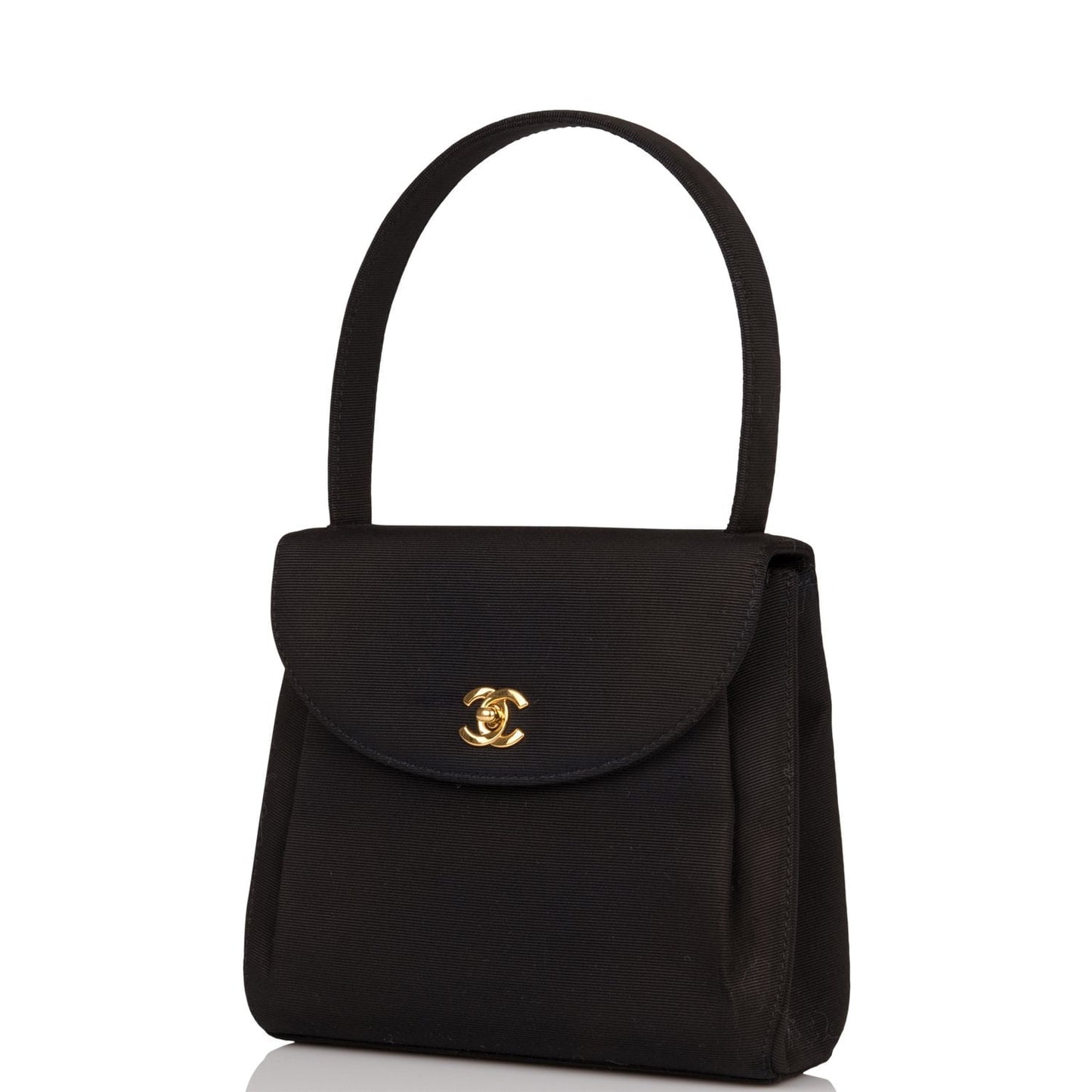 Chanel Mini Kelly Bag Black Satin Gold Hardware